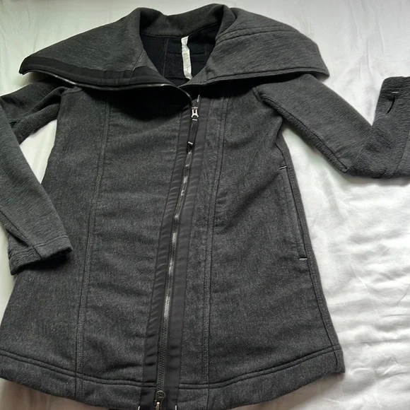 Lululemon Dark Grey Asymmetrical Zipper Coat - Picture 2 of 5